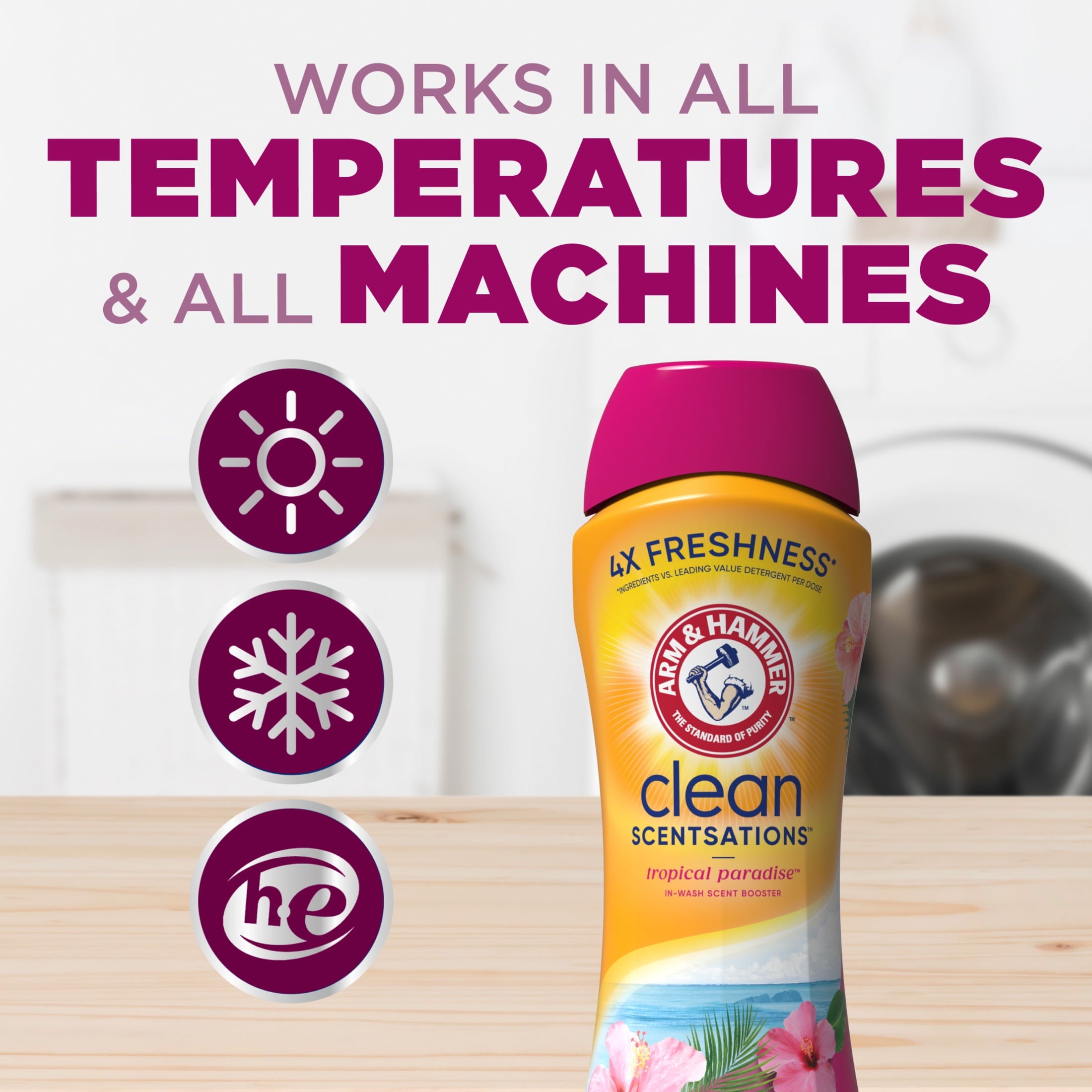 ARM & HAMMER Clean Scentsations In-Wash Scent Booster - Laundry Scent Booster Tropical Paradise scent, 24 Oz