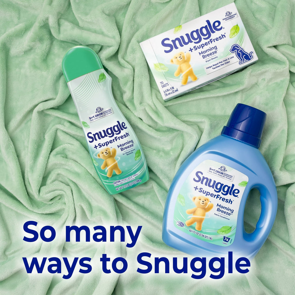 Snuggle SuperFresh Liquid Fabric Softener Morning Breeze 35.7 oz - 40 Loads with Microfiber Solid Color Towel by BundleEase