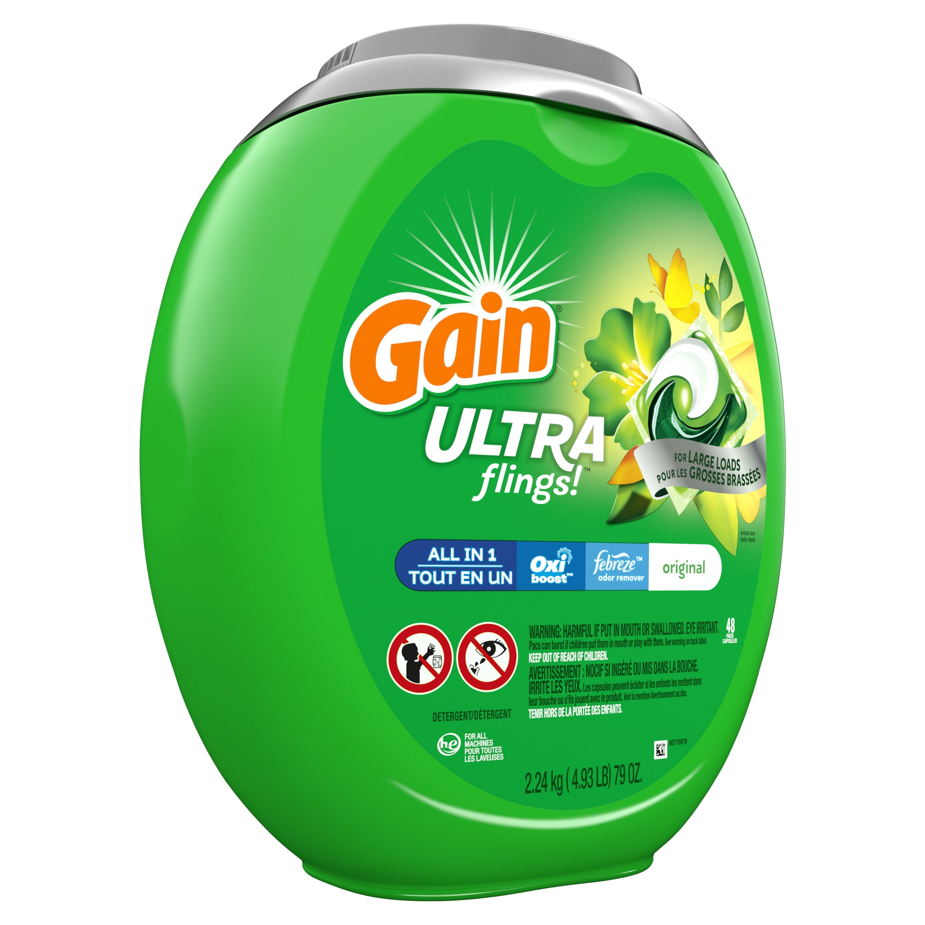 Gain Ultra Flings Original - Laundry Detergent Pacs, 48 Count