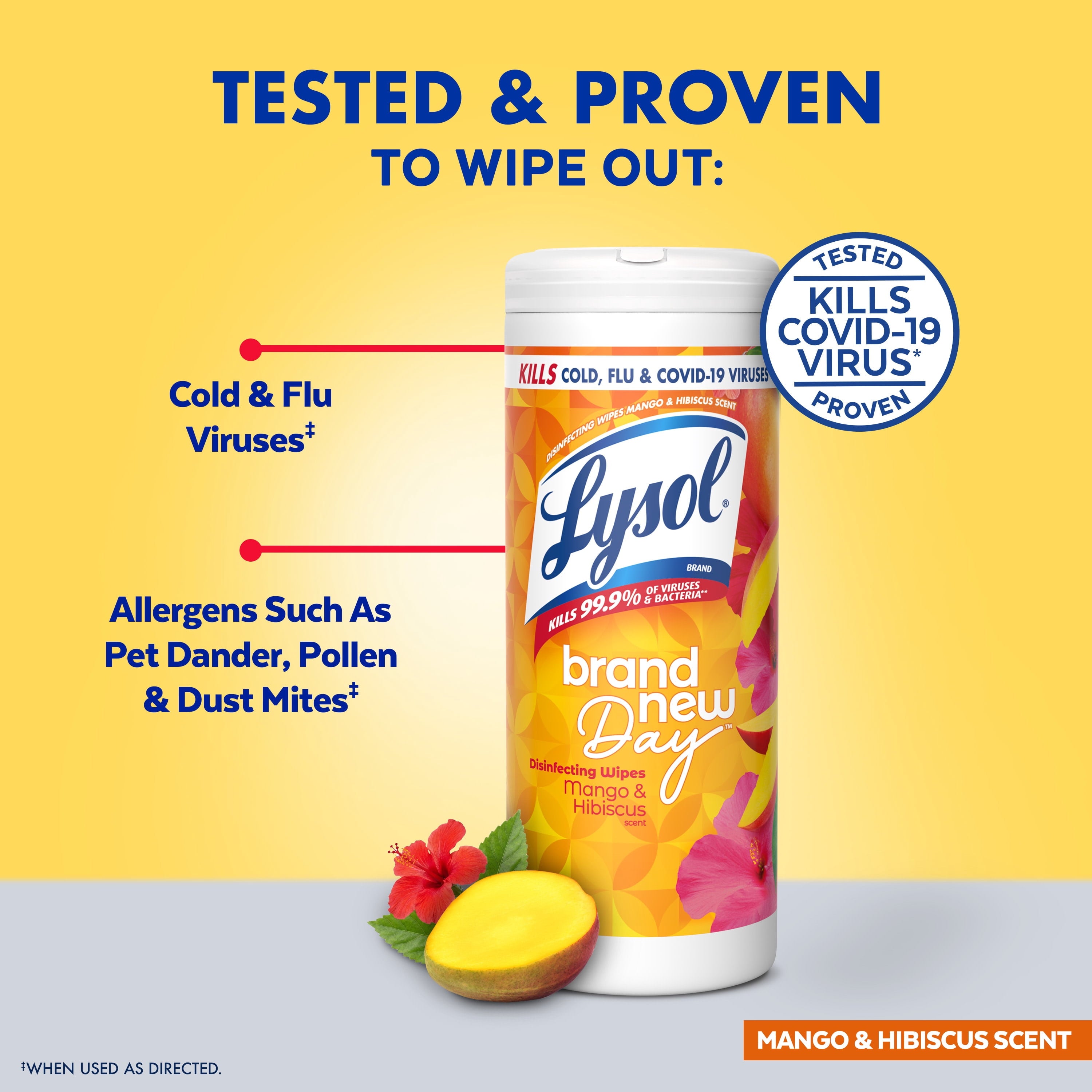 Lysol Disinfecting Wipes - All-Purpose Cleaner, Multi Surface Antibacterial Cleaning Wipes, Cleaning Supplies, Mango & Hibiscus Scent, 35 Count