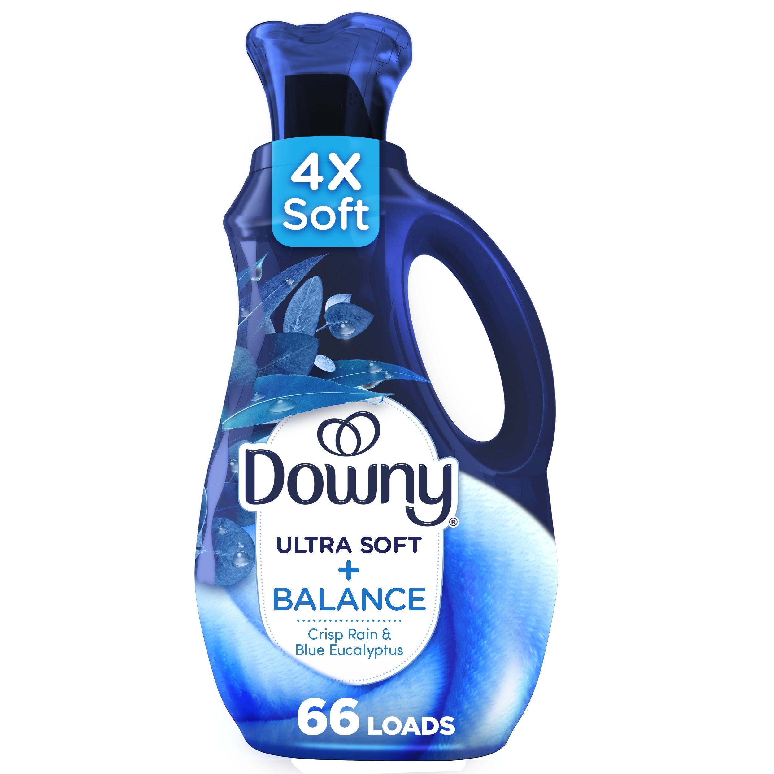 Downy Ultra Soft Fabric Softener Liquid - Balance, Crisp Rain and Blue Eucalyptus, 44 fl oz, 66 Loads - 4-Pack