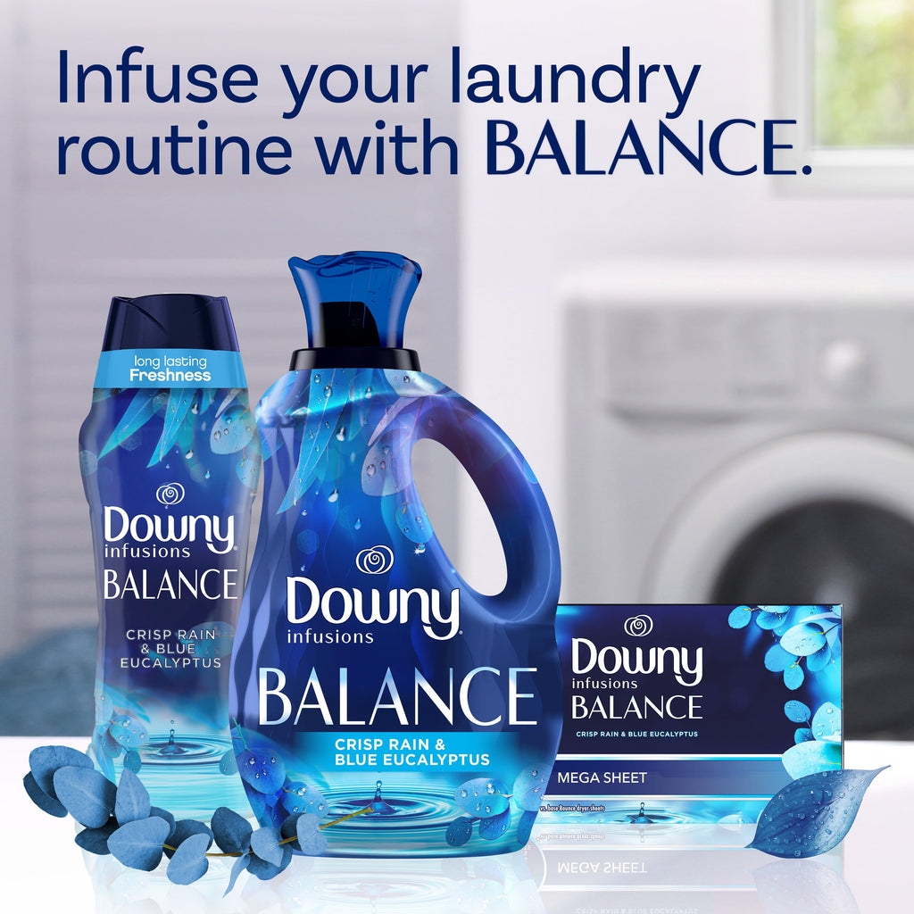 Downy Infusions Laundry Fabric Softener Liquid - BALANCE, Crisp Rain and Blue Eucalyptus, 56 fl oz