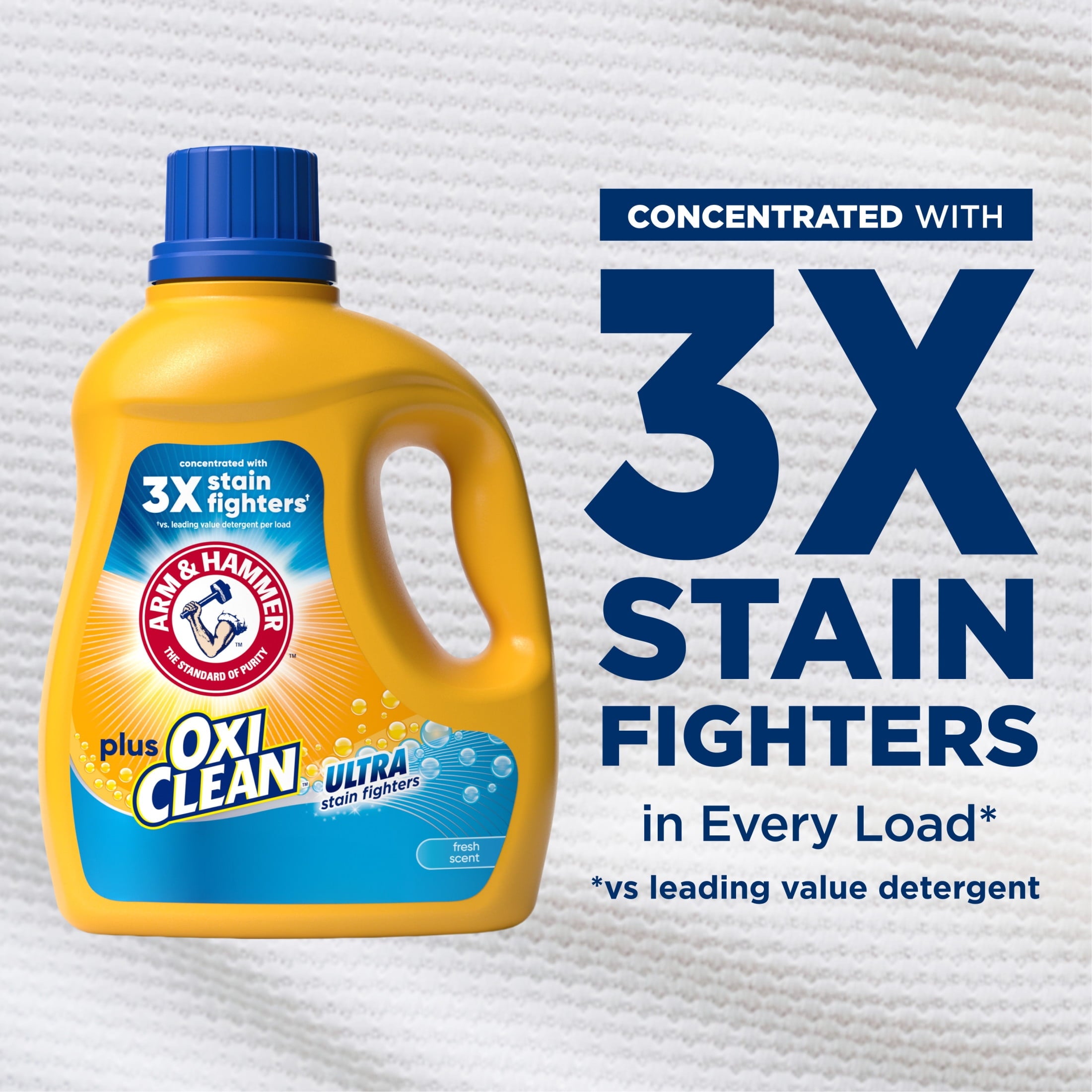 ARM & HAMMER Plus OxiClean Ultra Stain Fighters Liquid Laundry Detergent - Fresh Scent, 96.2 Fl Oz