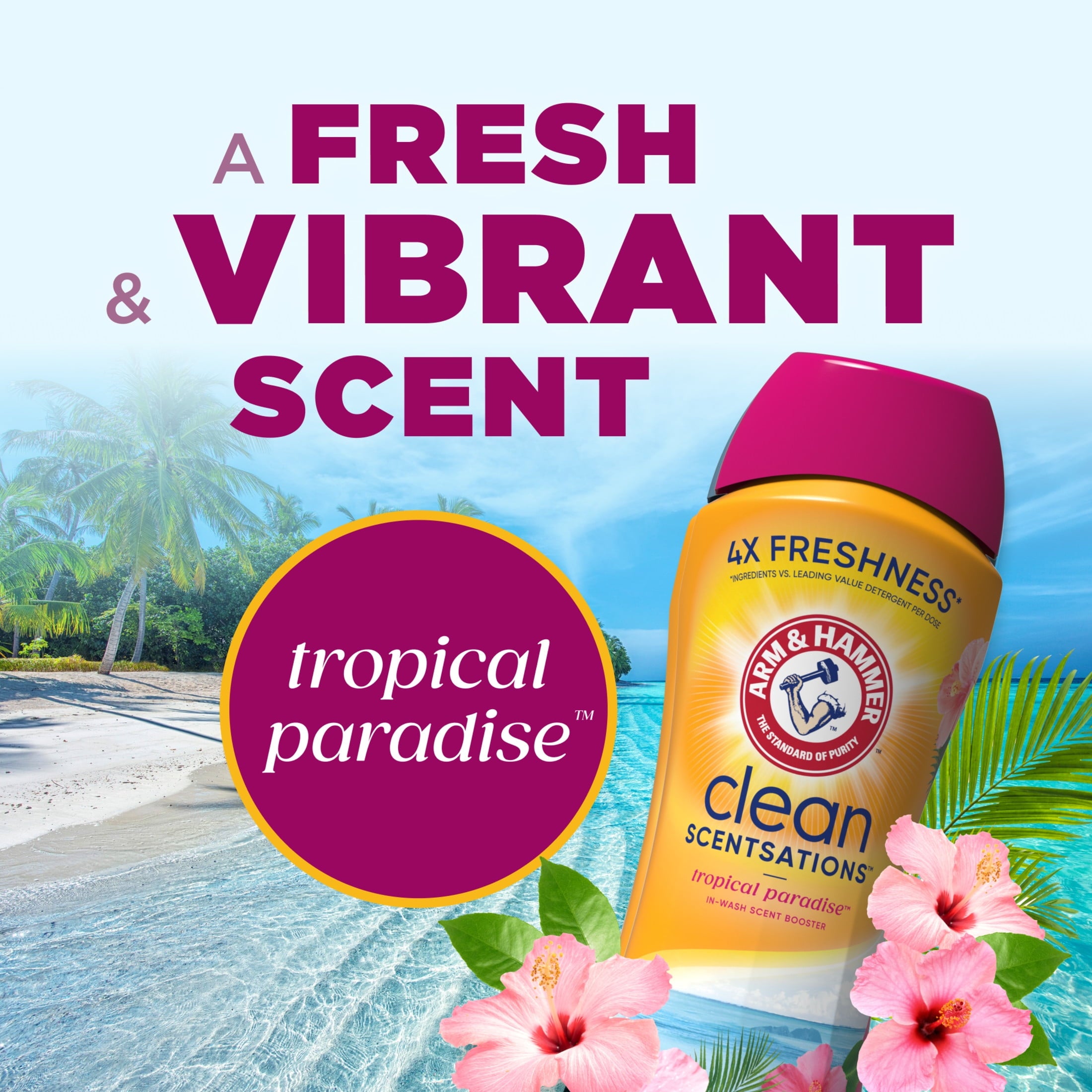 ARM & HAMMER Clean Scentsations In-Wash Scent Booster - Laundry Scent Booster Tropical Paradise scent, 24 Oz