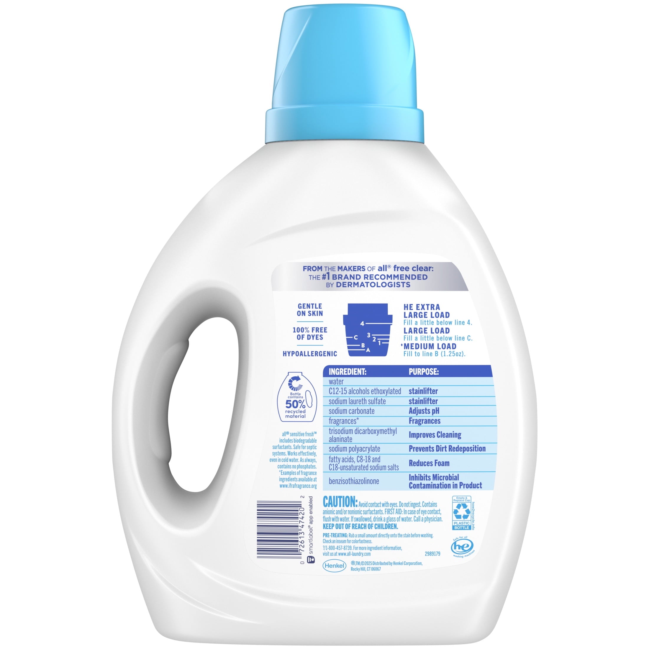 all Sensitive Fresh Liquid Laundry Detergent - Spring Breeze, 73 oz, 58 Loads