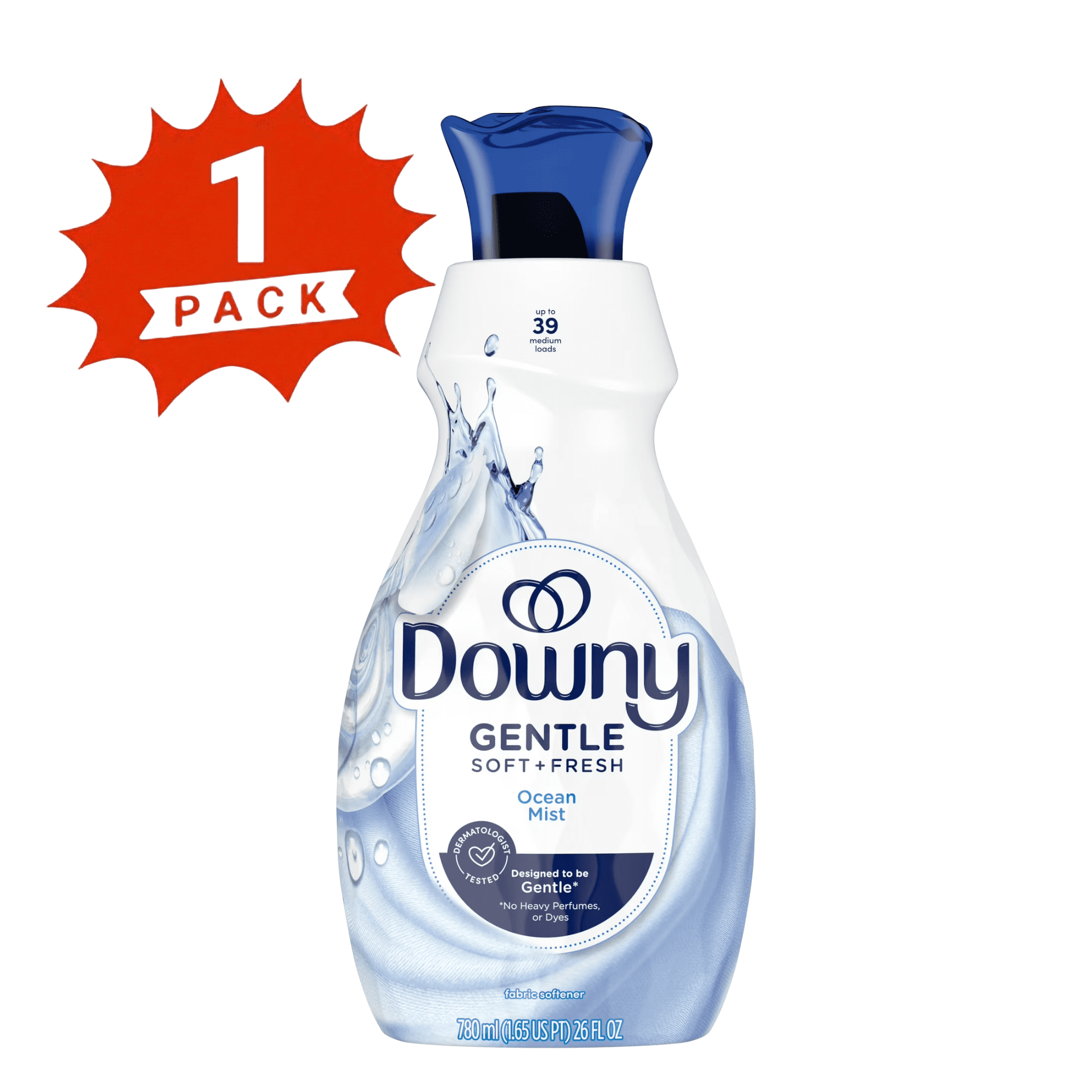 Downy Ocean Mist Gentle Soft + Fresh Liquid Fabric Softener & Conditioner - 26 fl oz, 39 Loads (1-Pack)