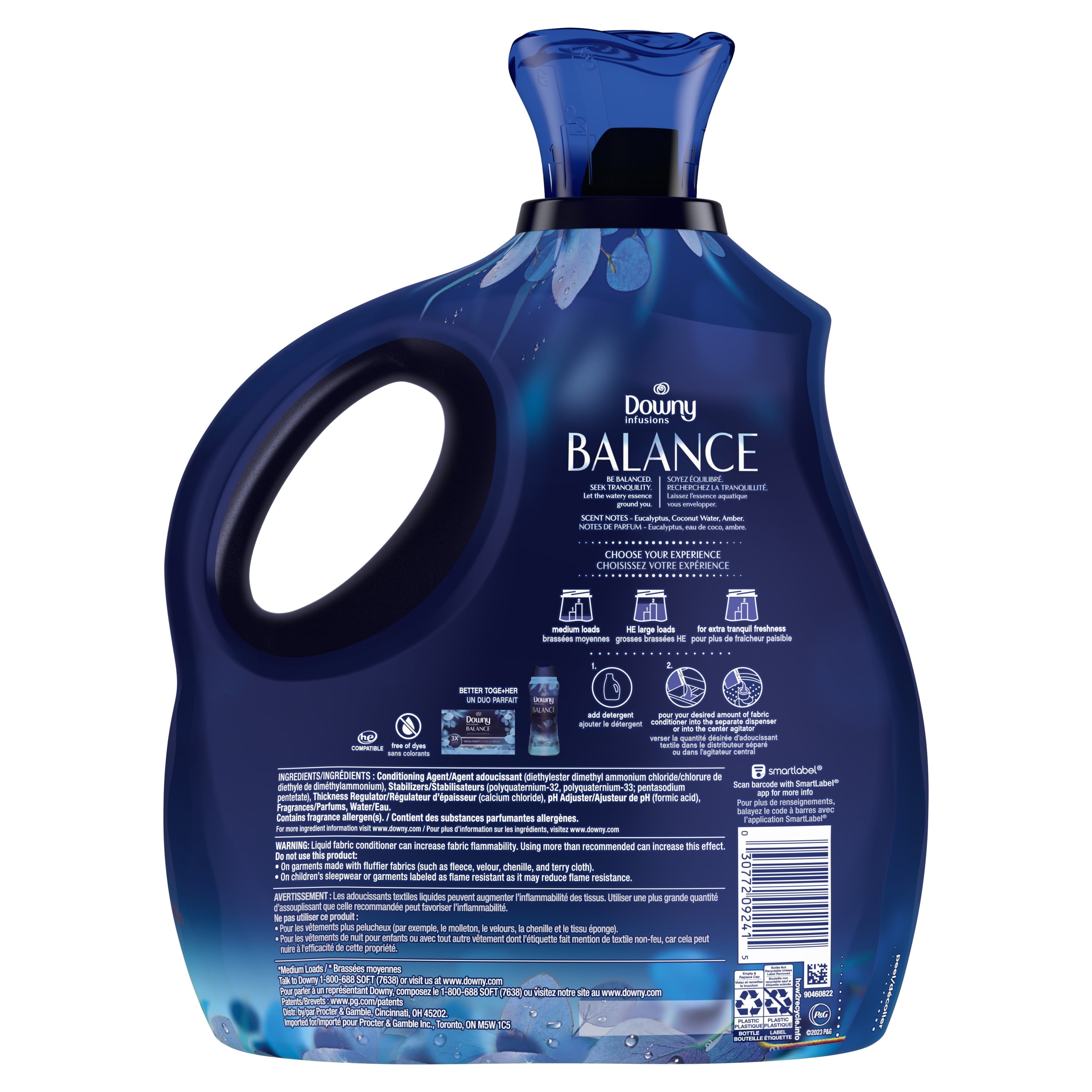 Downy Infusions Liquid Laundry Fabric Softener - Balance, Crisp Rain and Blue Eucalyptus Scent, 150 Loads, 101 fl oz