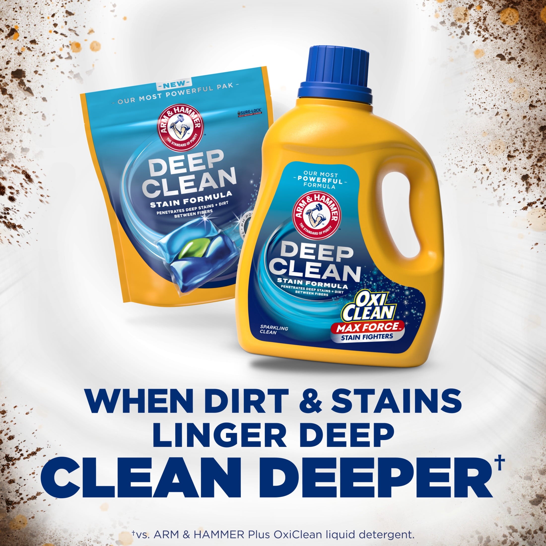 ARM & HAMMER Deep Clean OxiClean Max Force Laundry Detergent - Sparkling Clean, 102 fl oz, 68 Loads - 4-Pack