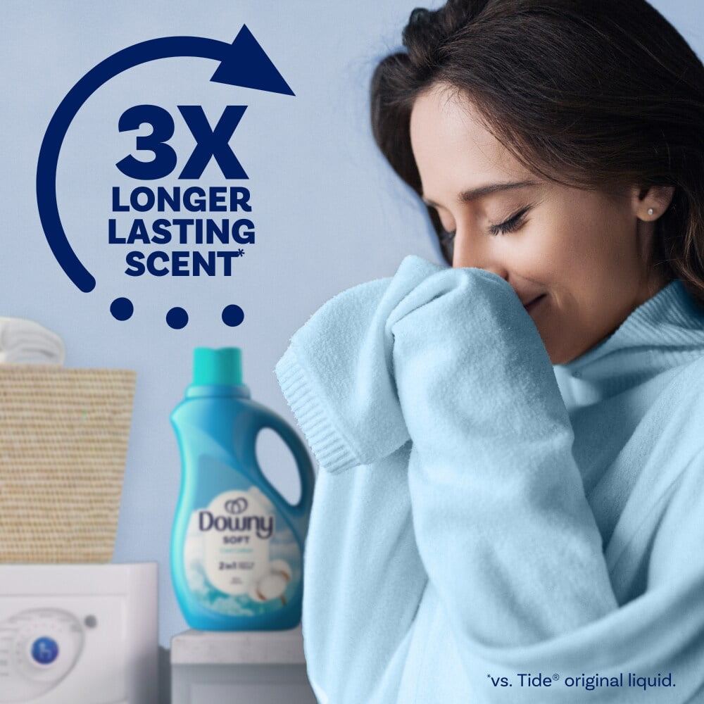 Downy Fabric Softener Liquid (Fabric Conditioner) - Cool Cotton Scent, 44 fl oz, 60 Loads, 44 fl oz