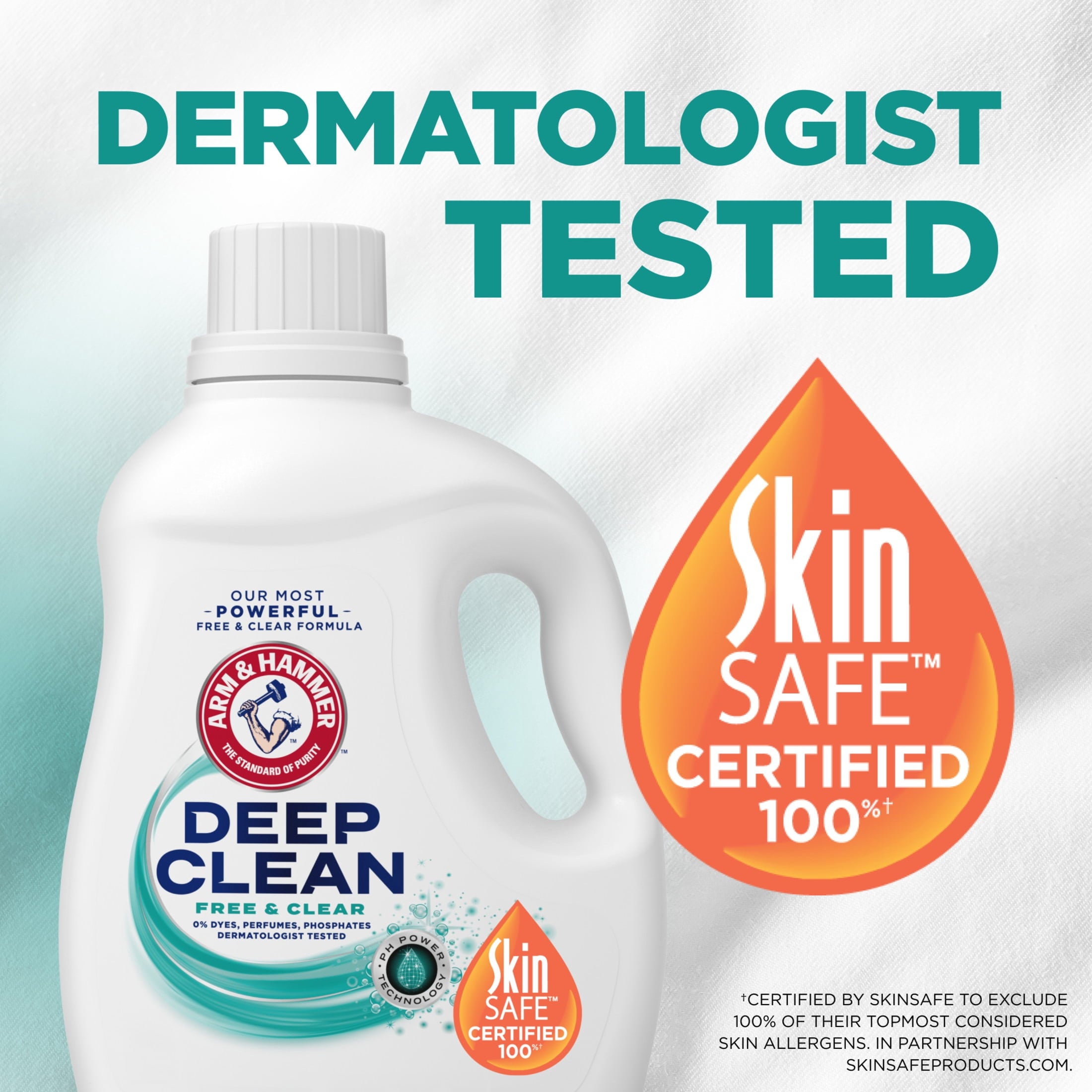 ARM & HAMMER Deep Clean Free & Clear Liquid Laundry Detergent - 75 Fl oz, 50 Loads - 6-Pack