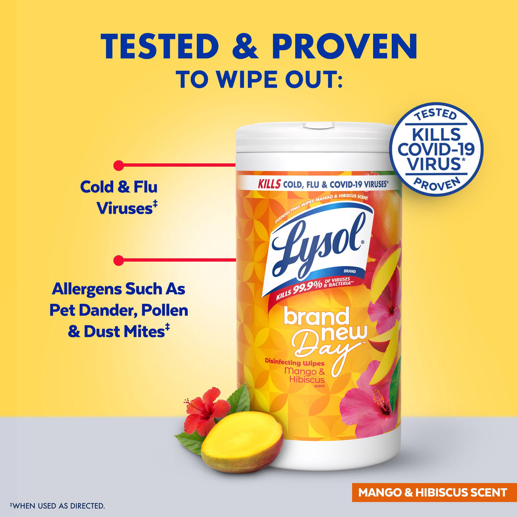 Lysol Disinfecting Wipes - All-Purpose Cleaner, Multi Surface Antibacterial Cleaning Wipes, Cleaning Supplies, Lavender + Mango Scents, 80 Count Each (Pack of 2)